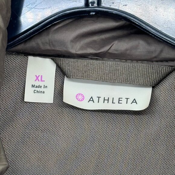 Athleta Womens  Rock Springs Jacket Olive Green Quilted Hooded Reflective size X - Picture 5 of 11
